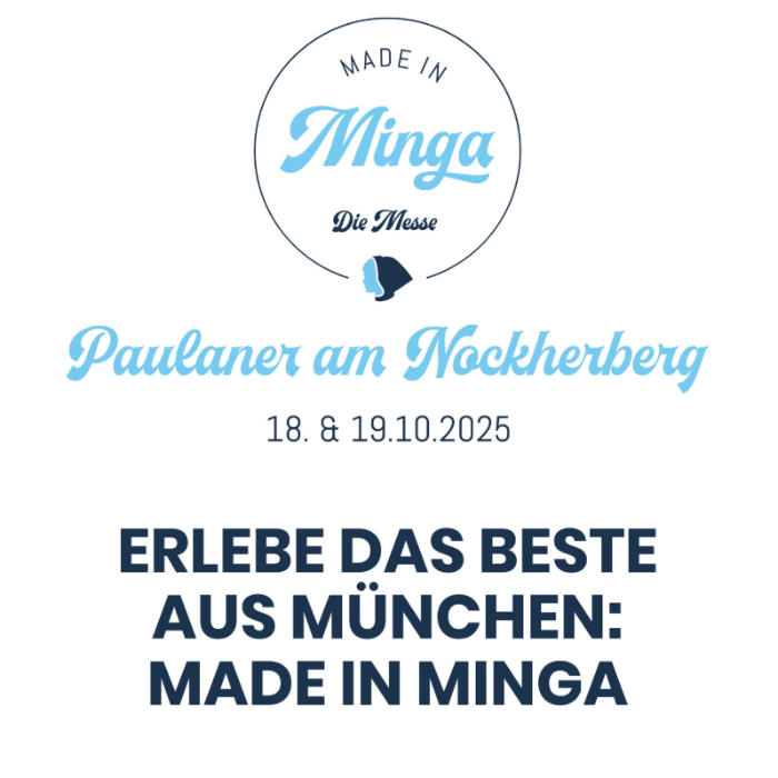 Logo der Messe Made in Minga in München, Paulaner am Nockherberg am 18. und 19. Oktober 2025 – Erlebnismesse für regionale Produkte und Genuss.